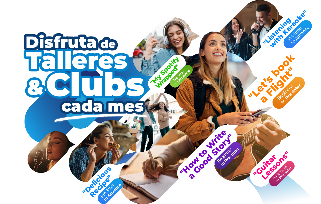 <h1><strong>Práctica</strong> lo aprendido en clase en nuestros <strong>clubs</strong> de conversación.</h1>
